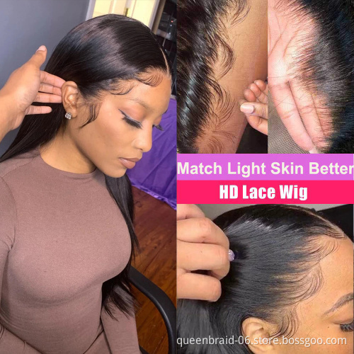 Transparent 13x4 13x6 Lace Front Human Hair Wigs Brazilian Straight Lace Frontal For Women PrePlucked 4x4 5x5 Closure Wig